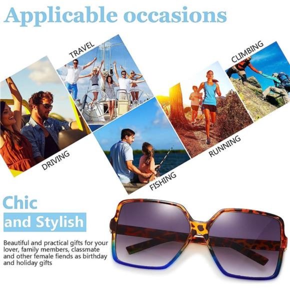 3 Pack Oversized Square Sunglasses for Women Big Large Wide Vintage Shades - Picture 4 of 7